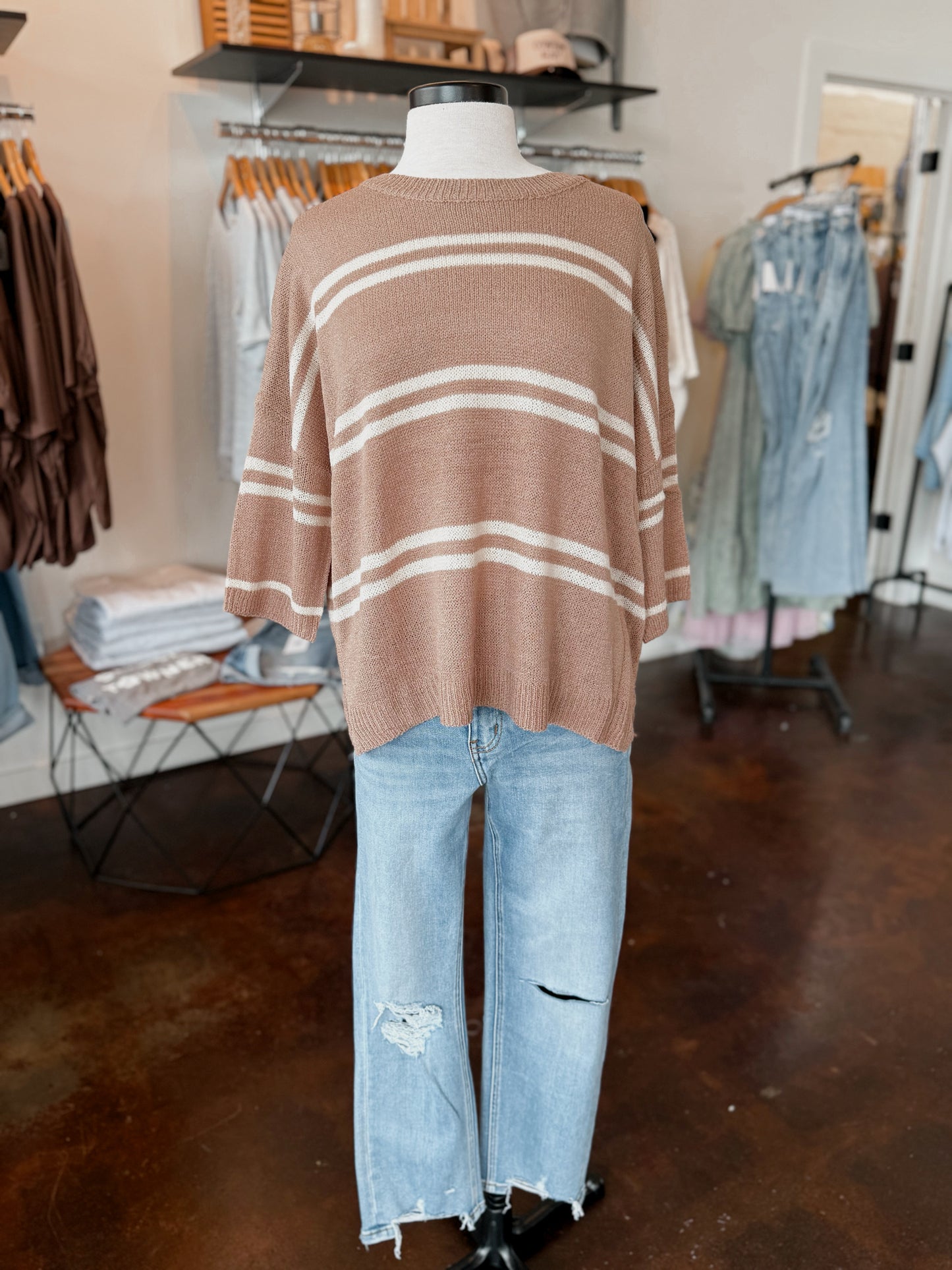 Drop Shoulder Stripe Top