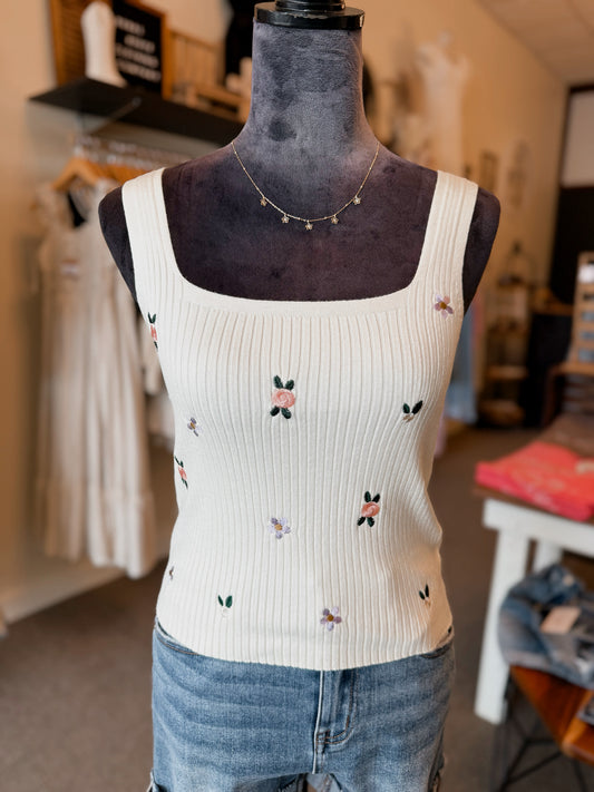 Floral Embroidered Tank