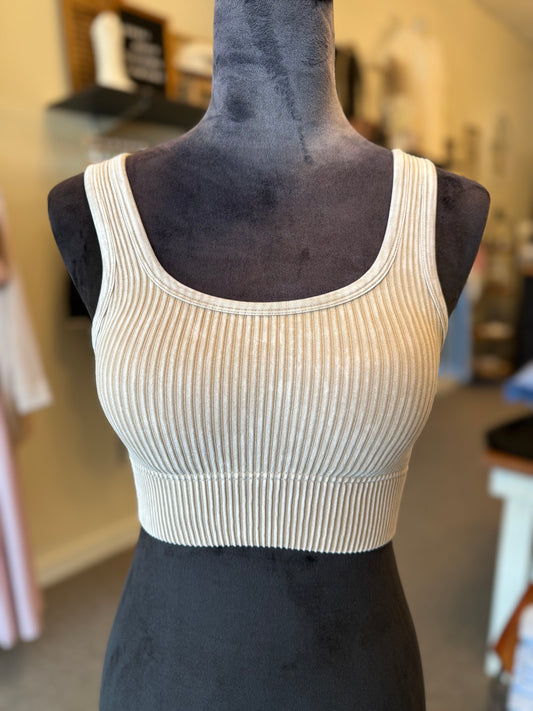 Ribbed Bralette Tank - Ash Mocha