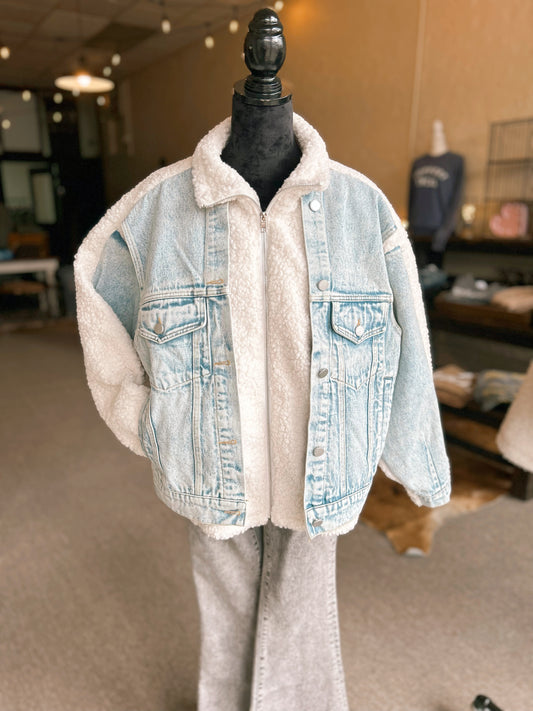 Iconic Denim Sherpa Coat