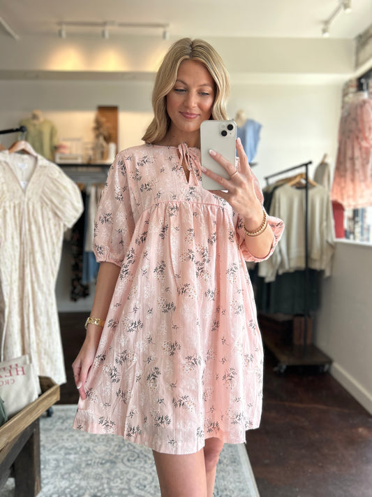 Floral Print Loose Fit Babydoll Dress