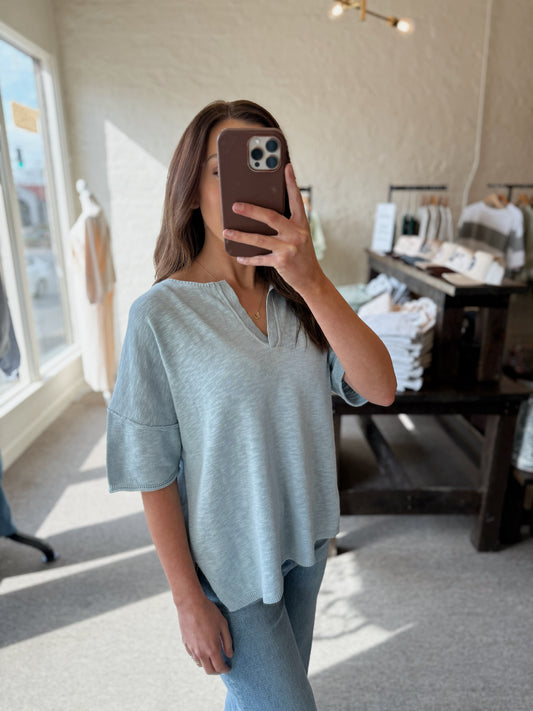 Breezy Everyday Top - Vintage Blue