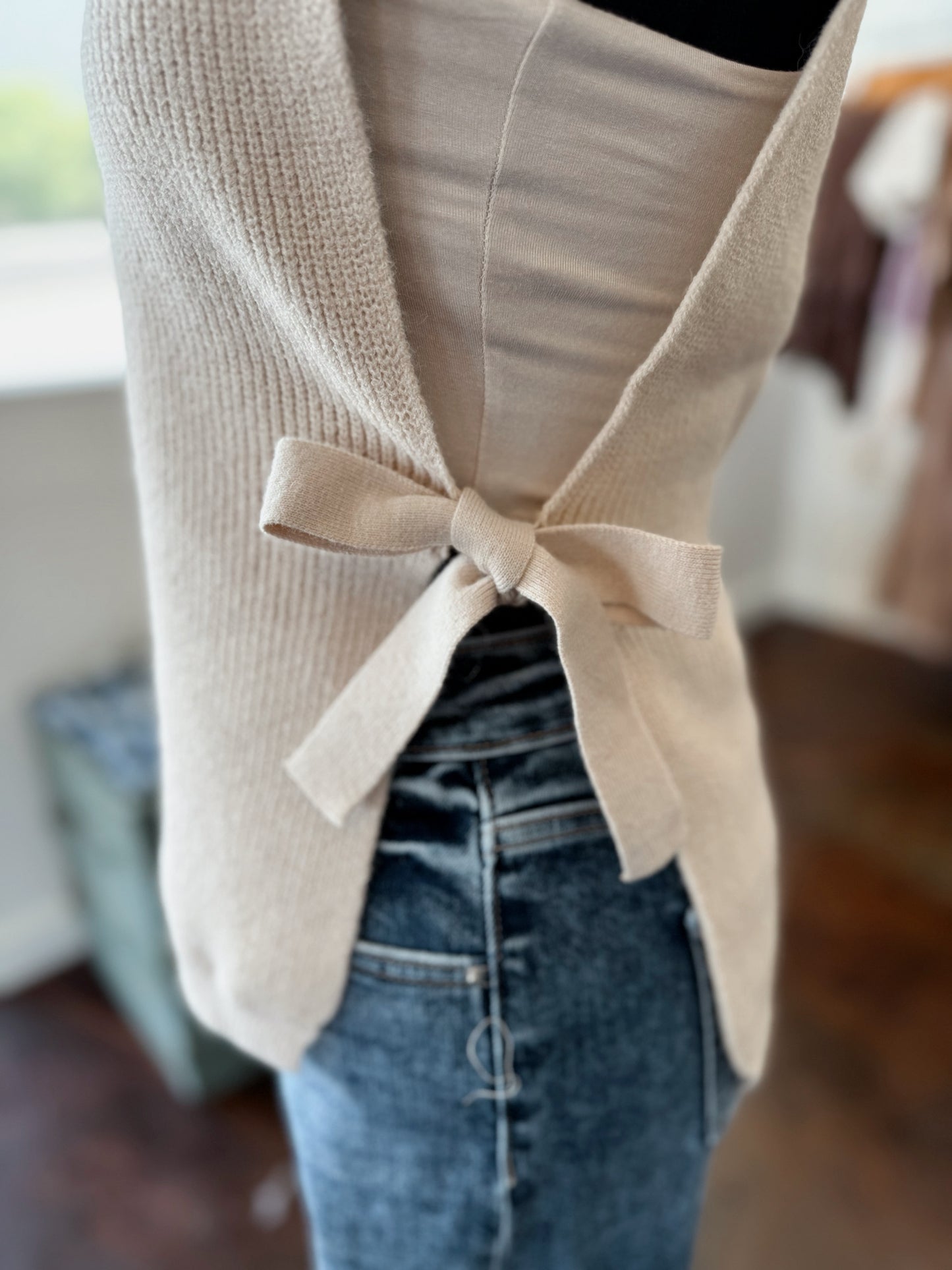 Side Tie Sweater - Sand