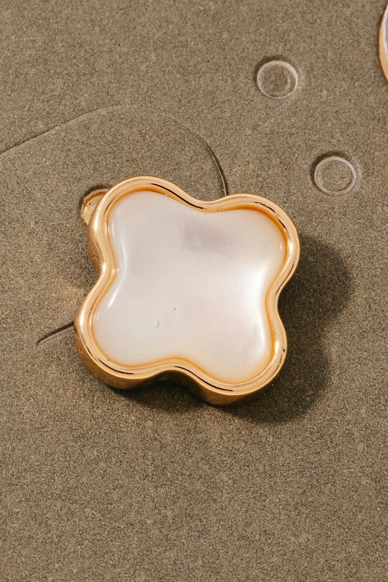 Mother Of Pearl Clover Stud Earrings