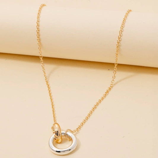 Silver Hoop Pendant Chain Necklace