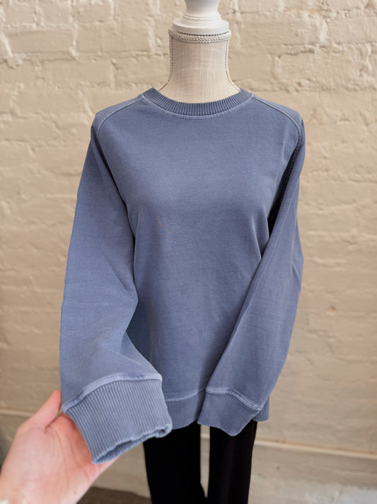 Oversized Mineral Washed Pullover - Denim