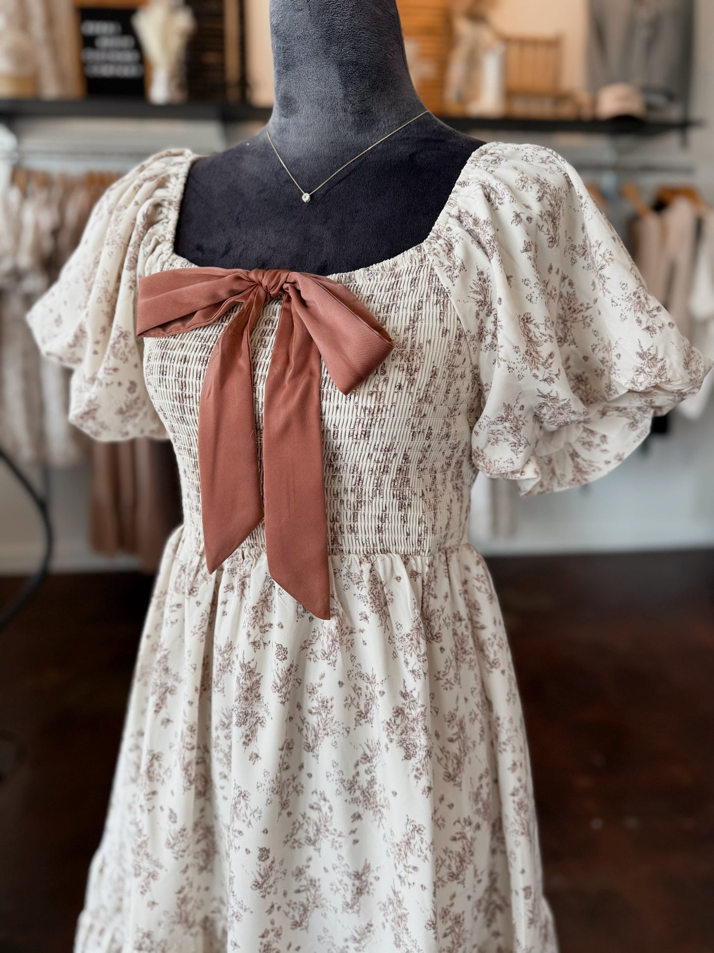 Charming Floral Smocked Mini Dress