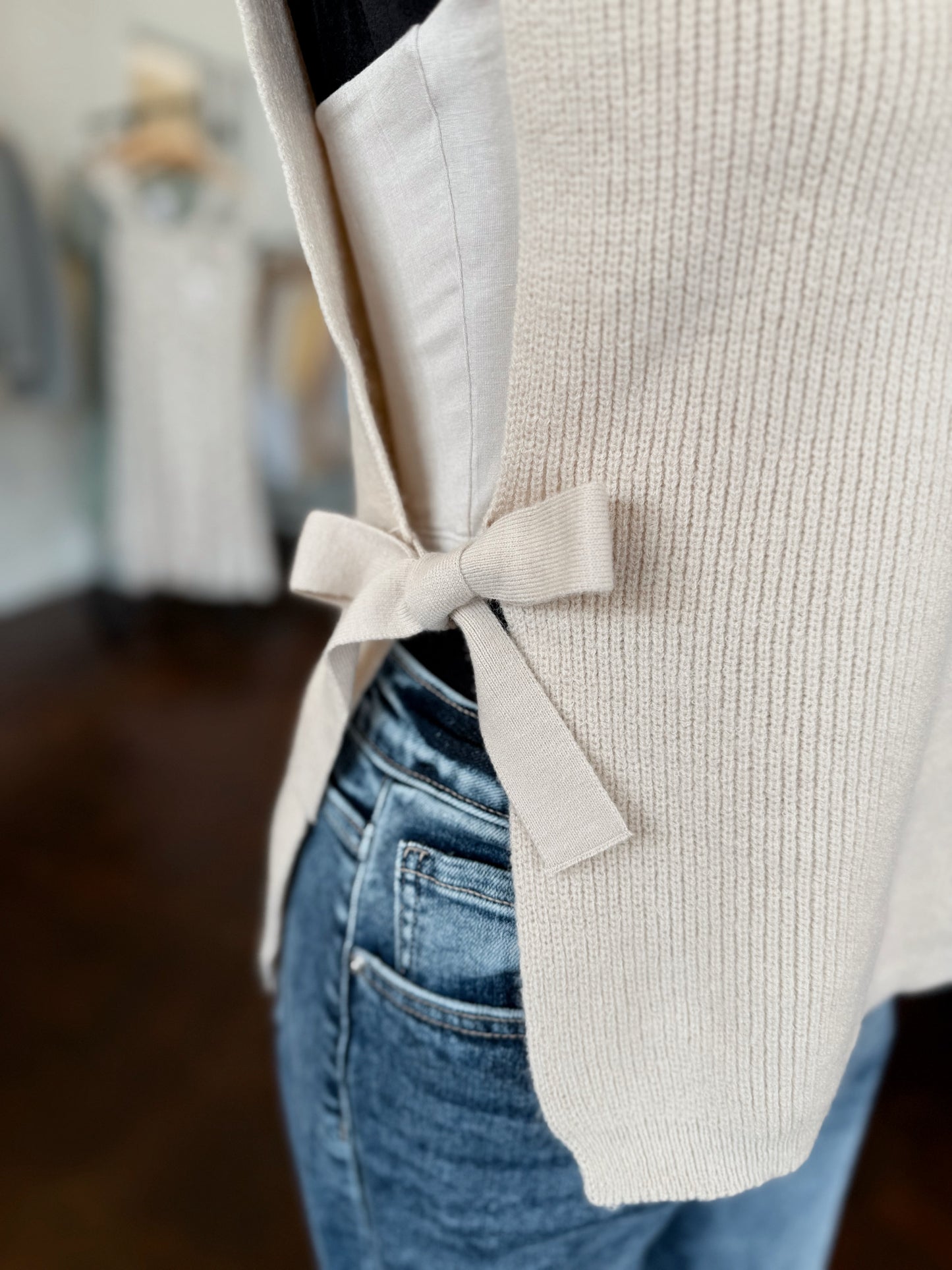 Side Tie Sweater - Sand