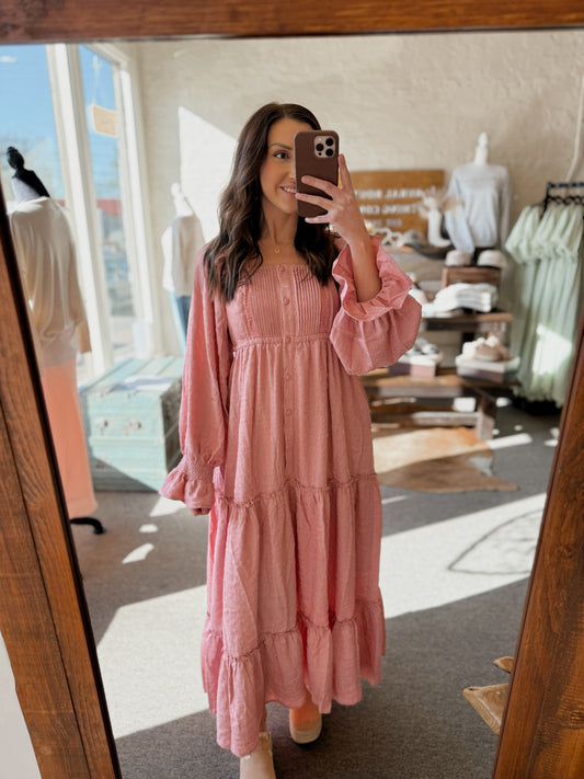 Blushing Boho Midi Dress