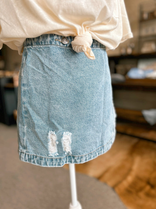 Medium Washed Denim Mini Skirt