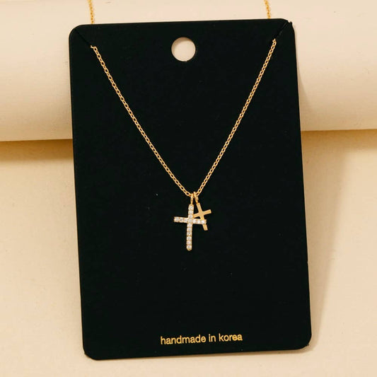 Double Cross Pendant Necklace